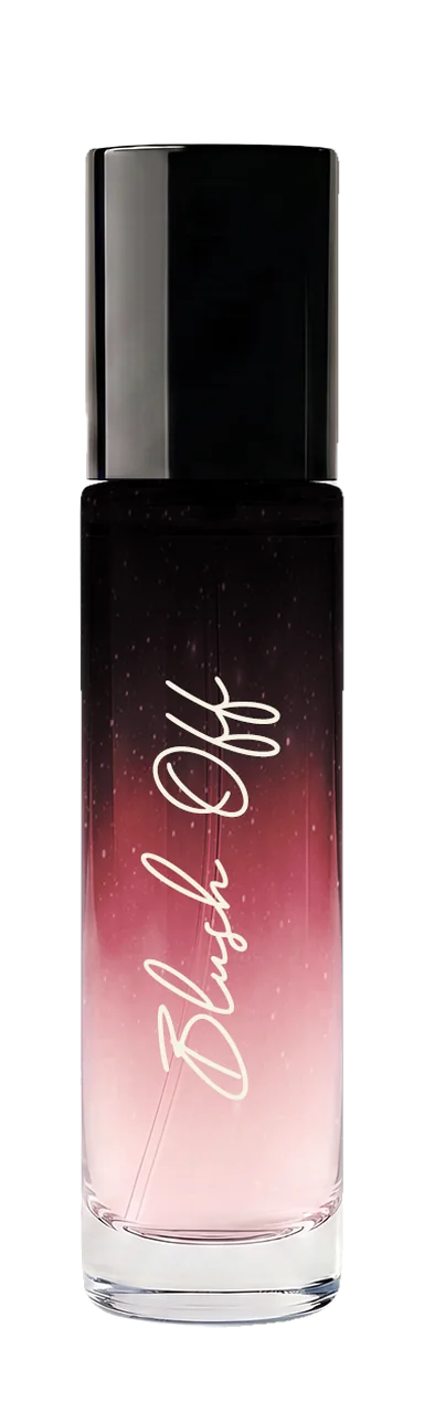 Blush Off Eau de Parfum, 10 ml bottle, side, showing the fragrance name